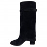 Чоботи жіночі замшеві ILONA 684/49 чорний каблук евро хутро