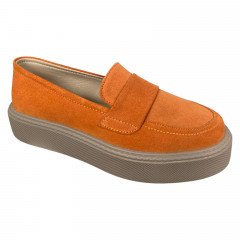 Лоферы женские замшевые KDSL C617-43 оранжевые.