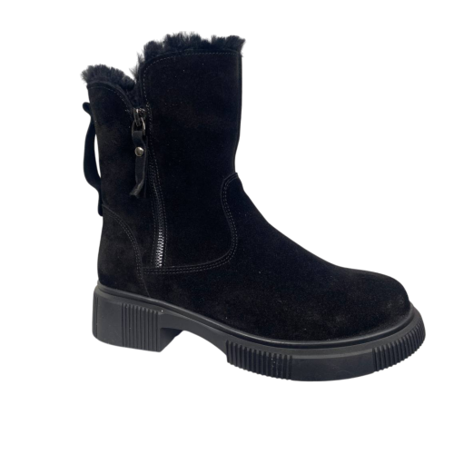 Черевики жіночі замшеві PANDORA 25-123 чорні хутро