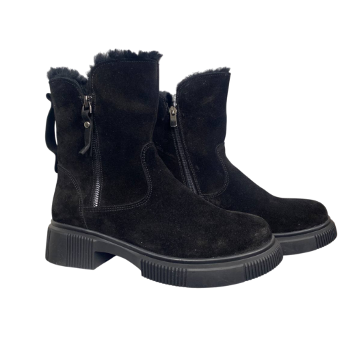Черевики жіночі замшеві PANDORA 25-123 чорні хутро