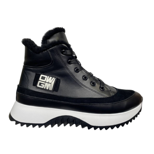 Черевики жіночі шкіряні VLADEKS 1408-3 чорні хутро