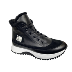 Черевики жіночі шкіряні VLADEKS 1408-3 чорні хутро