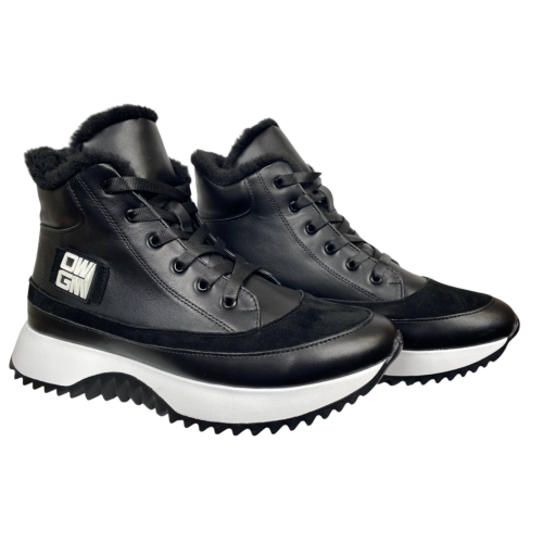 Черевики жіночі шкіряні VLADEKS 1408-3 чорні хутро