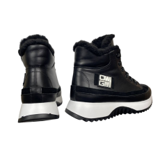 Черевики жіночі шкіряні VLADEKS 1408-3 чорні хутро