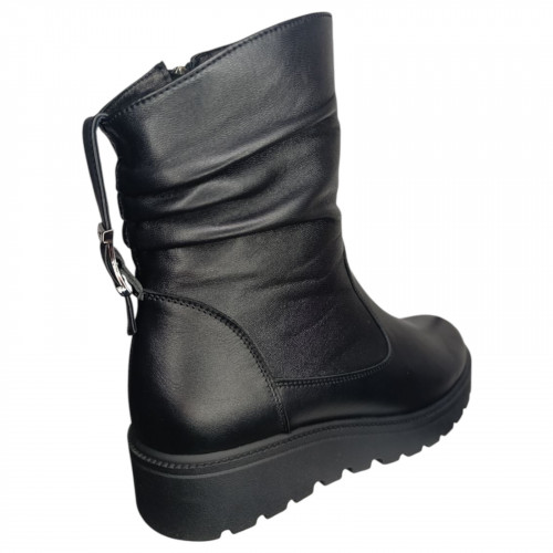 Чоботи жіночі шіряні KATRIN 298/2 чорний хутро