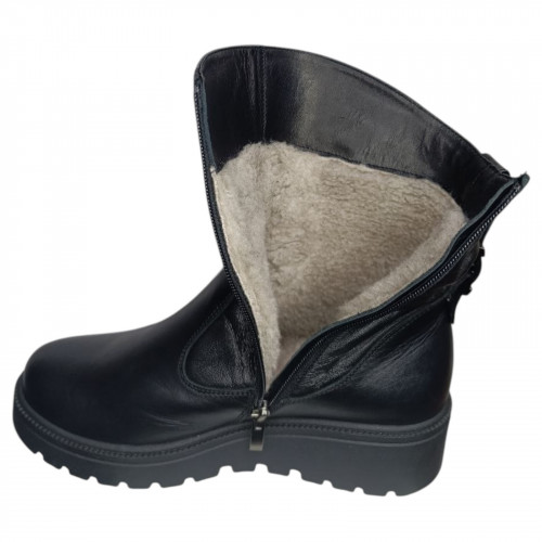Чоботи жіночі шіряні KATRIN 298/2 чорний хутро