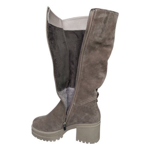 Чоботи жіночі замшеві ANDALINI 524 07 каблук візон евро хутро