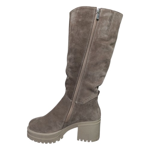 Чоботи жіночі замшеві ANDALINI 524 07 каблук візон евро хутро