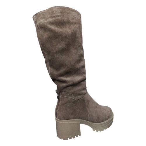 Чоботи жіночі замшеві ANDALINI 524 07 каблук візон евро хутро