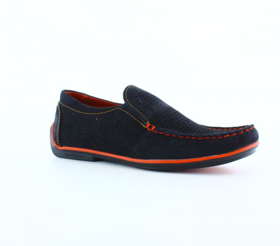 Мокасины Мужские кожаные Growth перфорация нубук синий