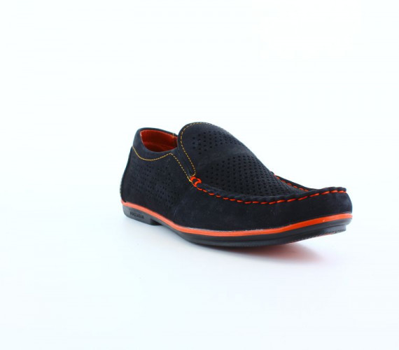 Мокасины Мужские кожаные Growth перфорация нубук синий