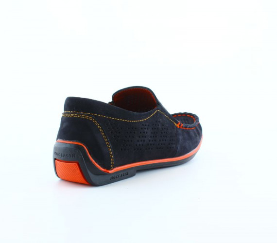 Мокасины Мужские кожаные Growth перфорация нубук синий