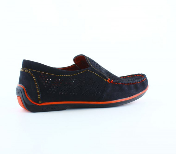 Мокасины Мужские кожаные Growth перфорация нубук синий