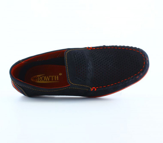 Мокасины Мужские кожаные Growth перфорация нубук синий