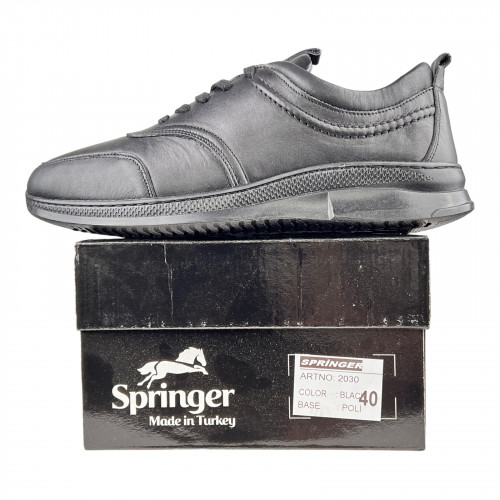 Кроссовки Мужские кожаные SPRINGER 2030 SB-410-2 черный