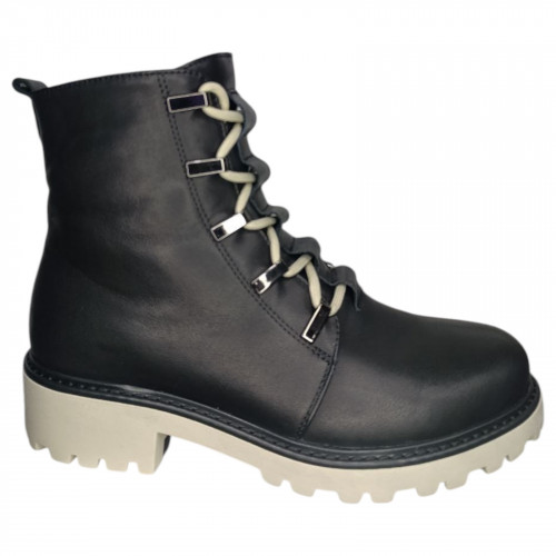 Ботинки женские кожаные KATRIN 380 04 черный бежевый мех