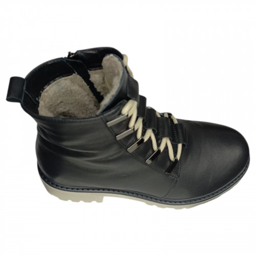 Ботинки женские кожаные KATRIN 380 04 черный бежевый мех