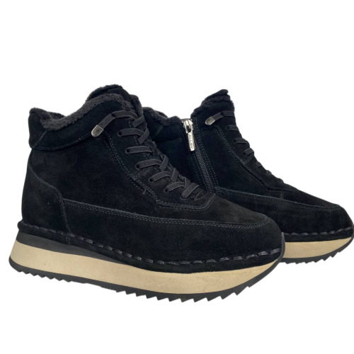 Ботинки женские замшевые ALLSY 203832 черные байки