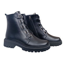 Жіночі шкіряні черевики KATRIN 382 01 чорні хутро