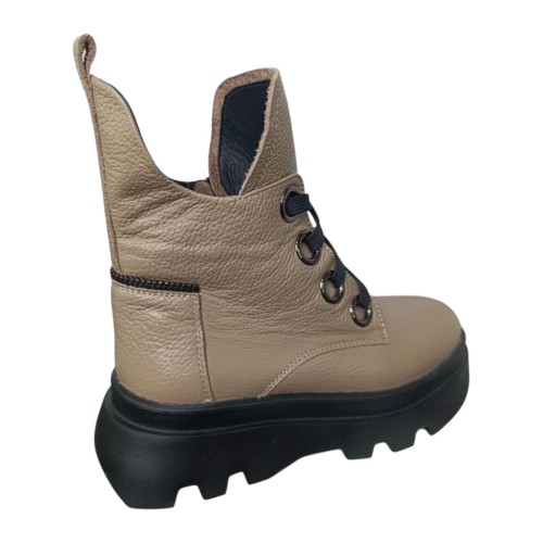 Ботинки женские кожаные TEONA 144 87 мех капучино