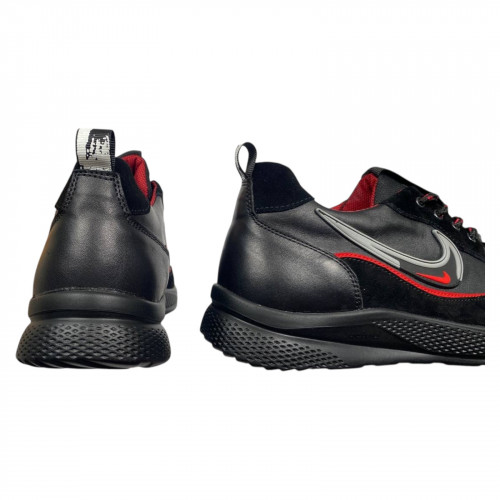 Кроссовки мужские кожаные DENAR N9 черные красные