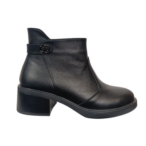 Черевики жіночі шкіряні FOOT STEP 539 чорні байка каблук