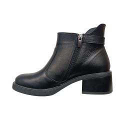 Черевики жіночі шкіряні FOOT STEP 539 чорні байка каблук