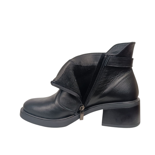 Черевики жіночі шкіряні FOOT STEP 539 чорні байка каблук