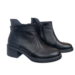 Черевики жіночі шкіряні FOOT STEP 539 чорні байка каблук
