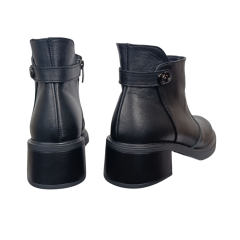 Черевики жіночі шкіряні FOOT STEP 539 чорні байка каблук