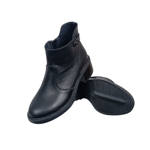 Черевики жіночі шкіряні FOOT STEP 539 чорні байка каблук