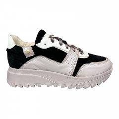 Кроссовки Женские кожаные GORNELIA 224/2 черный замш/визон