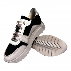 Кроссовки Женские кожаные GORNELIA 224/2 черный замш/визон