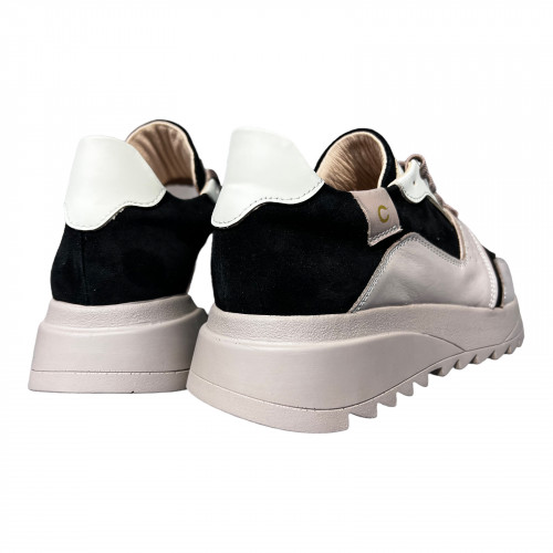 Кроссовки Женские кожаные GORNELIA 224/2 черный замш/визон