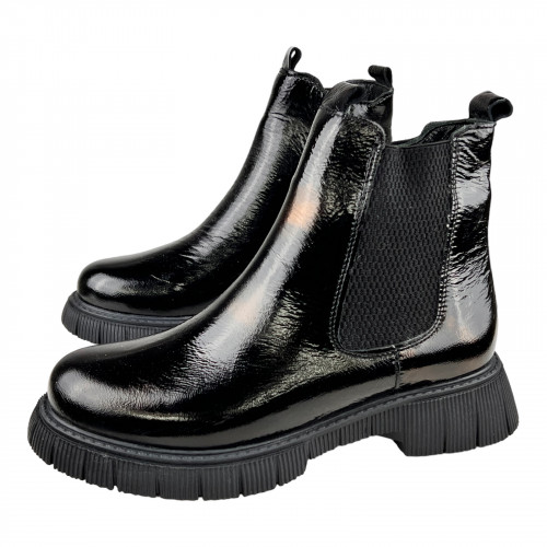 Черевики Жіночі шкіряні челсі SPRINGER 22123-2L чорний лак