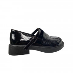 Лоферы женские кожаные лак ILONA 619/826 черные