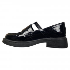 Лоферы женские кожаные лак ILONA 619/826 черные