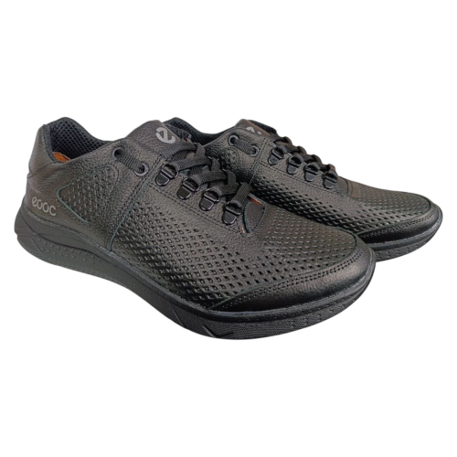 Кроссовки кожаные мужские перфорация LORD E9 01 черные