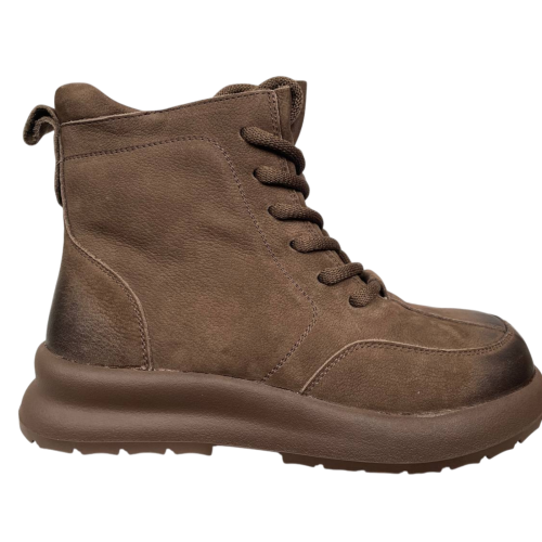 Черевики жіночі замшеві ALLSY 203992 коричневі хутро