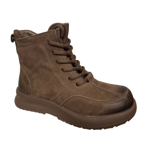 Черевики жіночі замшеві ALLSY 203992 коричневі хутро