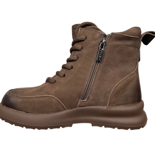 Черевики жіночі замшеві ALLSY 203992 коричневі хутро