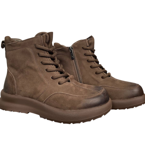 Черевики жіночі замшеві ALLSY 203992 коричневі хутро