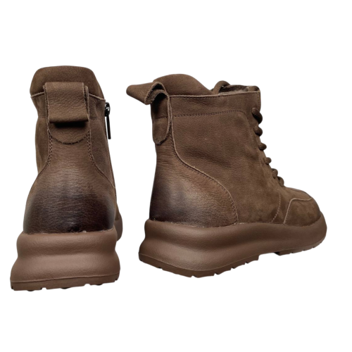 Черевики жіночі замшеві ALLSY 203992 коричневі хутро