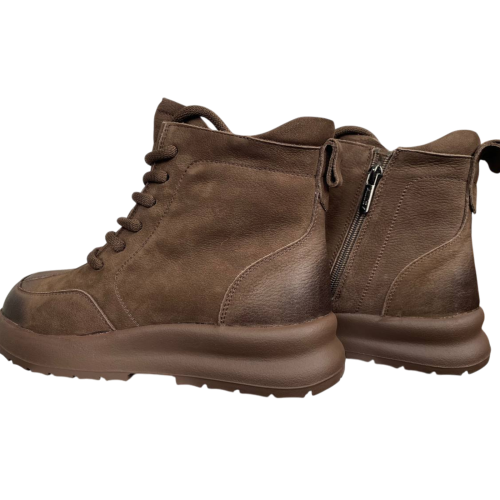 Черевики жіночі замшеві ALLSY 203992 коричневі хутро