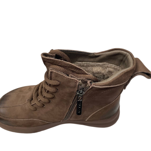 Черевики жіночі замшеві ALLSY 203992 коричневі хутро