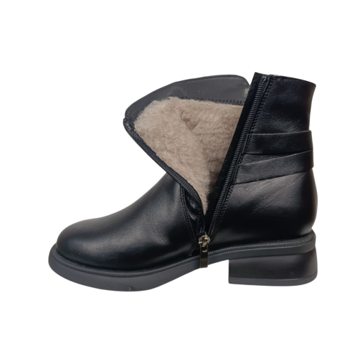 Черевики жіночі шкіряні FOOT STEP 519 01 чорні хутро