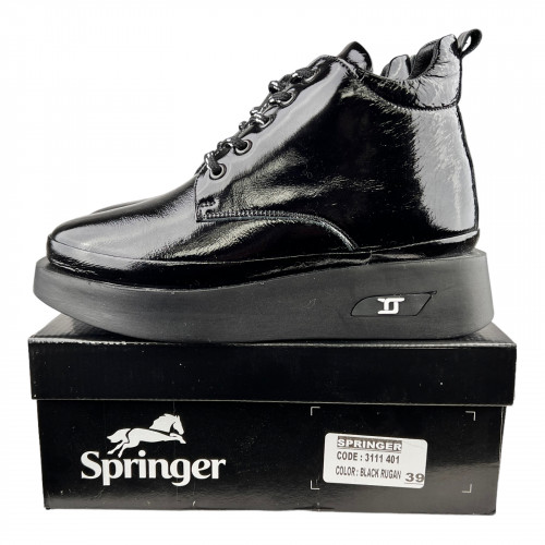 Ботинки Женские кожаные SPRINGER 3111 401 Lak черный