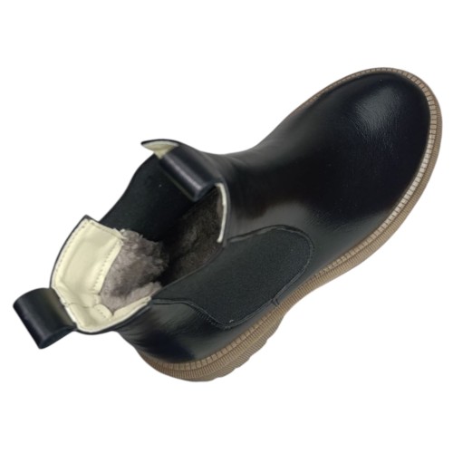 Ботинки женские кожаные LONYS 04/5 черный бежевый мех