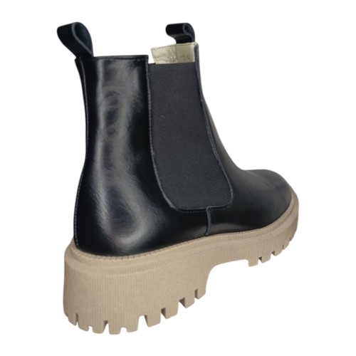 Ботинки женские кожаные LONYS 04/5 черный бежевый мех