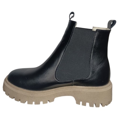 Ботинки женские кожаные LONYS 04/5 черный бежевый мех